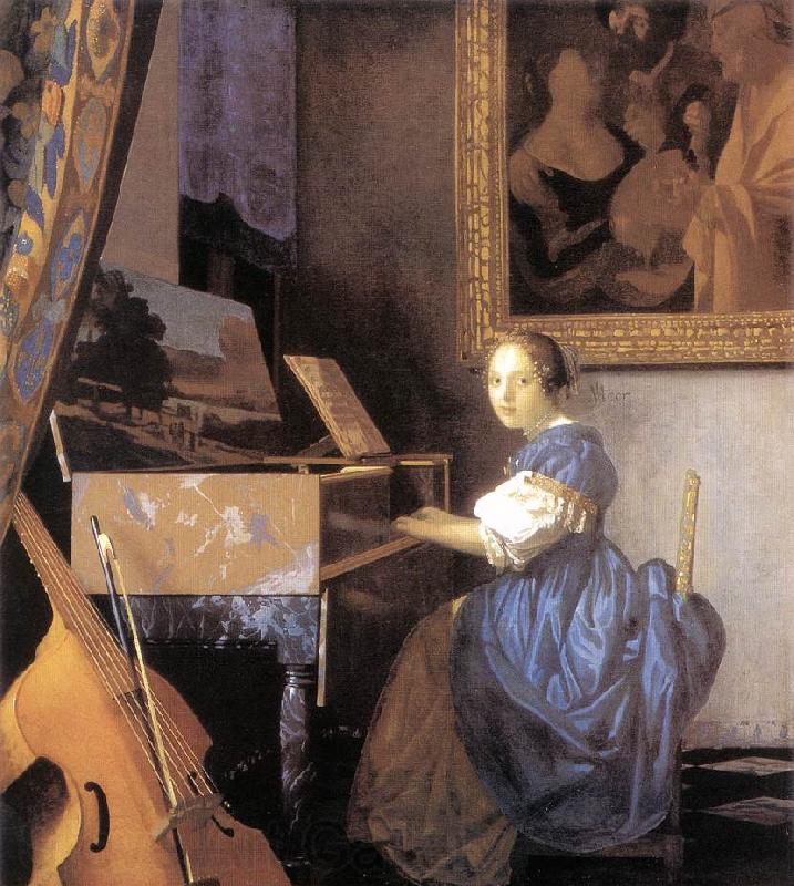 Jan Vermeer Lady Seated at a Virginal Germany oil painting art